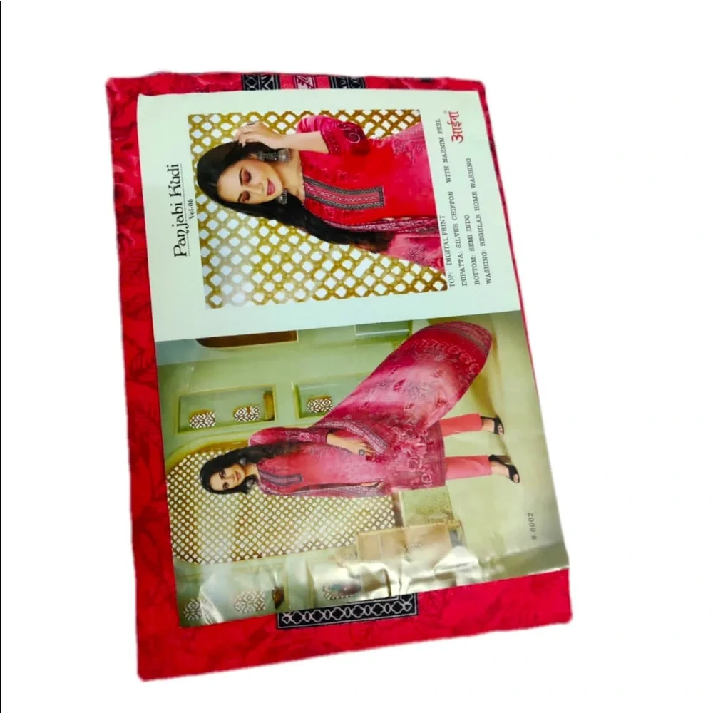 Unstitched dress material cotton three piece suit-Free Size - Picture 5 of 5